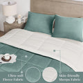 MyFleeciees Queen Comforter Set - Luxury Fleece Sherpa Comforter Sets for Queen Bed, Soft and Warm Queen Size Bedding Comforter Set for Winter, Green, 88x88