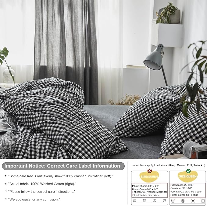 MyFleeciees 4-Piece Washed Cotton Duvet Cover Set (Full/Double)