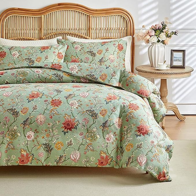 MyFleeciees Floral Comforter Set – Green (Full Size)