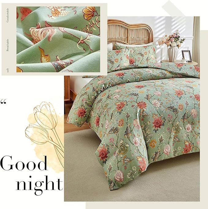 MyFleeciees Floral Comforter Set – Green (Full Size)