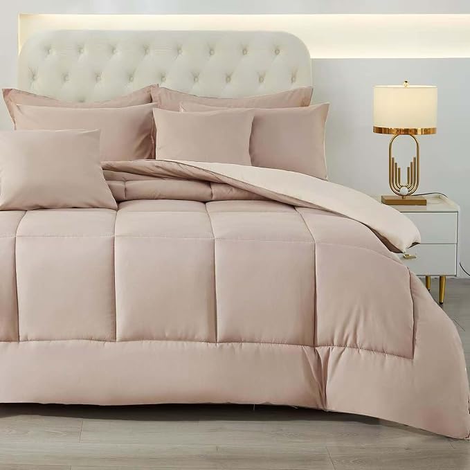 MyFleeciees Luxury Hotel Comforter Set – Microfiber (Beige, Queen)