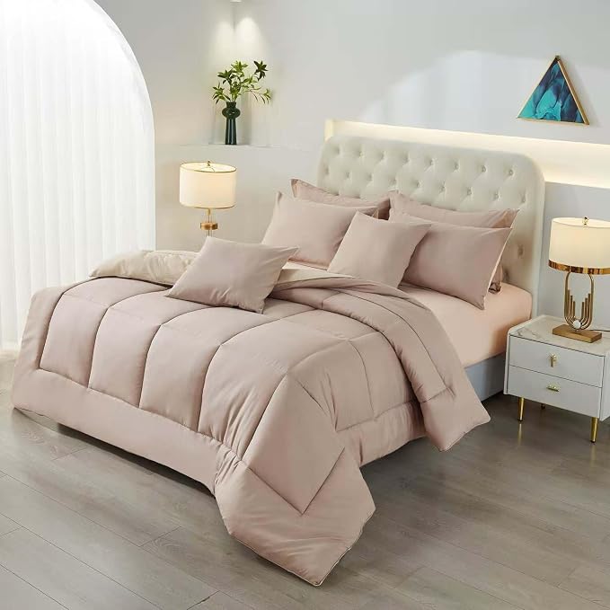 MyFleeciees Luxury Hotel Comforter Set – Microfiber (Beige, Queen)