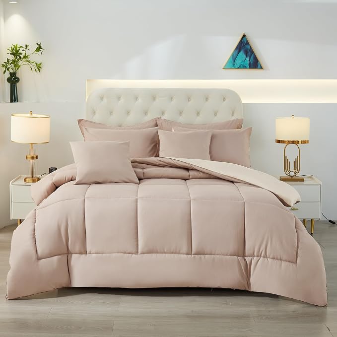 MyFleeciees Luxury Hotel Comforter Set – Microfiber (Beige, Queen)