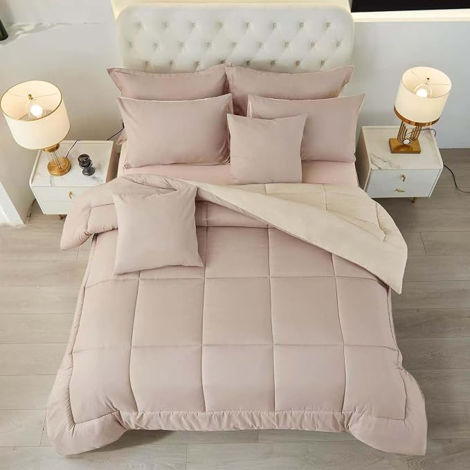 MyFleeciees Luxury Hotel Comforter Set – Microfiber (Beige, Queen)